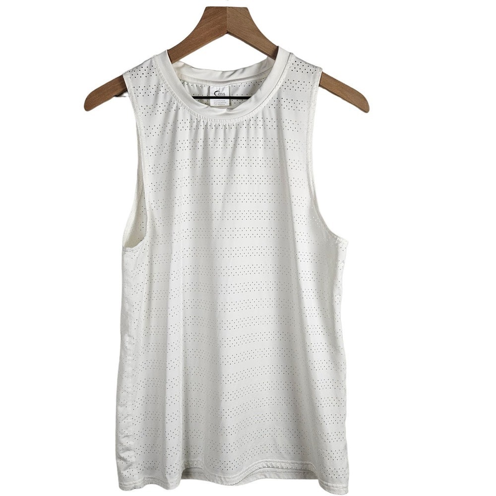 Zyia Active Chill Muscle Tank M White Perforated Top